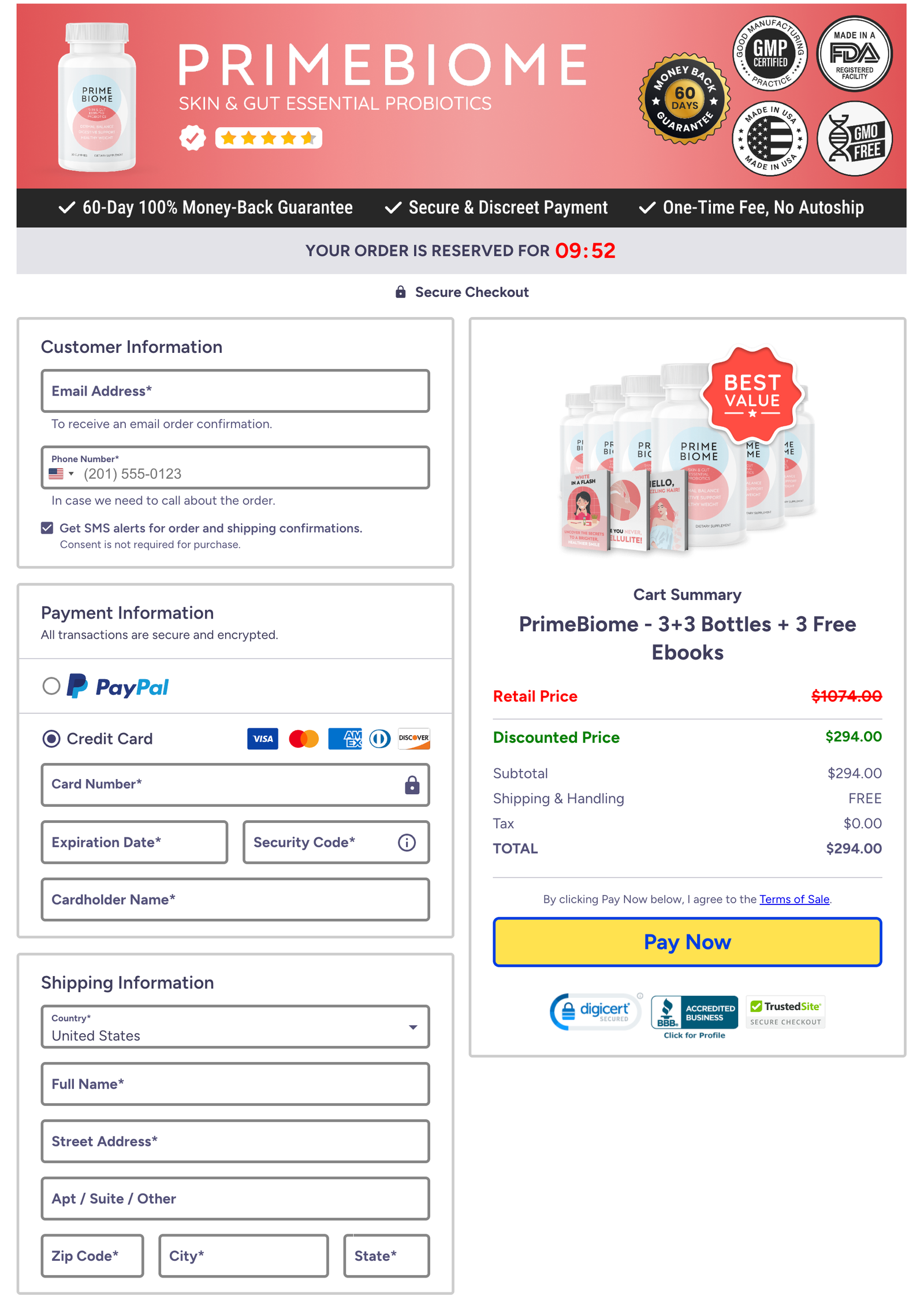 PrimeBiome Official Website Secure Order Page